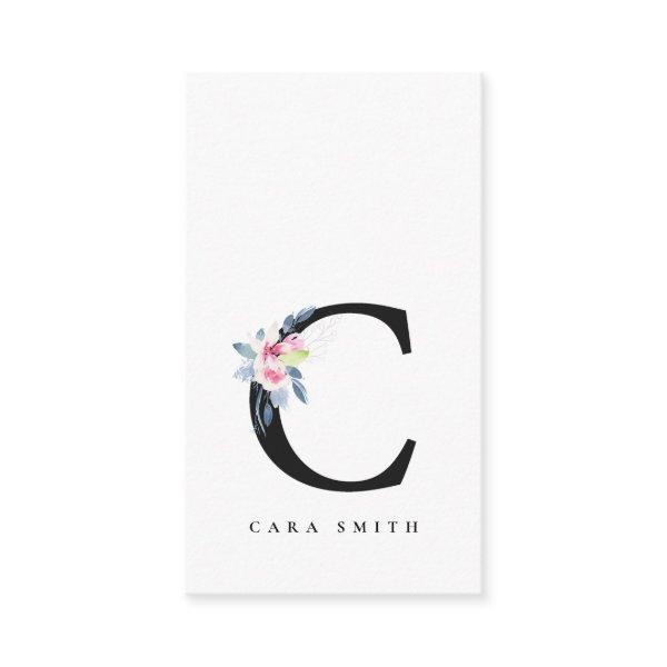 SOFT BLUSH BLUE FLORAL ALPHABETS NAME LETTER C