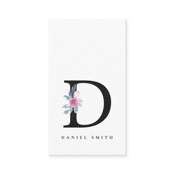 SOFT BLUSH BLUE FLORAL ALPHABETS NAME LETTER D