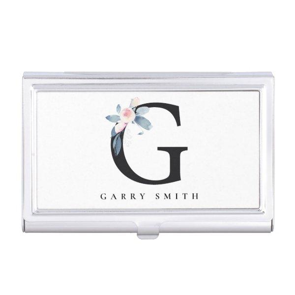 SOFT BLUSH BLUE FLORAL ALPHABETS NAME LETTER G  CASE