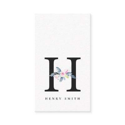 SOFT BLUSH BLUE FLORAL ALPHABETS NAME LETTER H