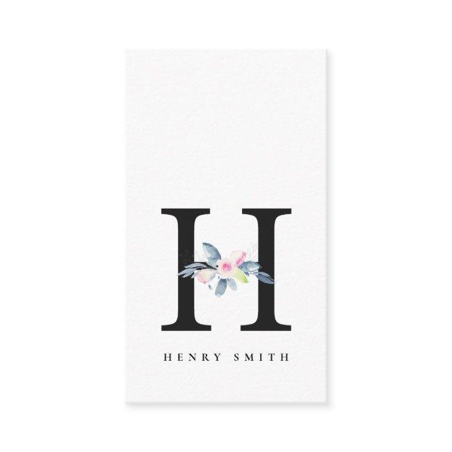 SOFT BLUSH BLUE FLORAL ALPHABETS NAME LETTER H