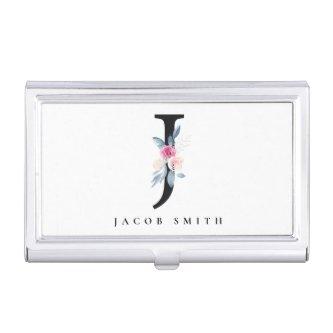 SOFT BLUSH BLUE FLORAL ALPHABETS NAME LETTER J  CASE