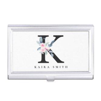 SOFT BLUSH BLUE FLORAL ALPHABETS NAME LETTER K  CASE