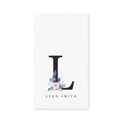 SOFT BLUSH BLUE FLORAL ALPHABETS NAME LETTER L