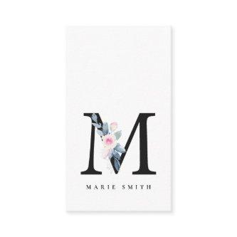 SOFT BLUSH BLUE FLORAL ALPHABETS NAME LETTER M