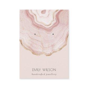 Soft Blush Rose Gold Agate Marble Earring Display