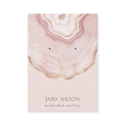 Soft Blush Rose Gold Agate Marble Earring Display
