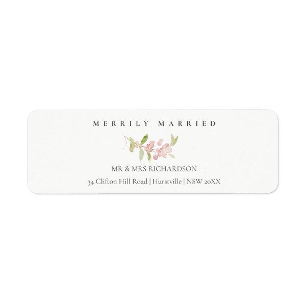 SOFT BLUSH ROSE PINK MERRILY MARRIED ADDRESS LABEL