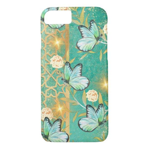 Soft green design with buttefly iPhone / iPad case