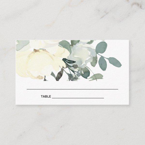 SOFT IVORY WHITE FLORAL BRIDAL SHOWER PLACE CARD