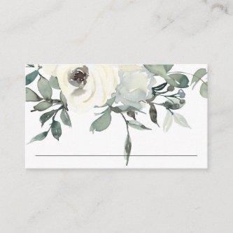 SOFT IVORY WHITE FLORAL BUNCH WEDDING PLACE CARD