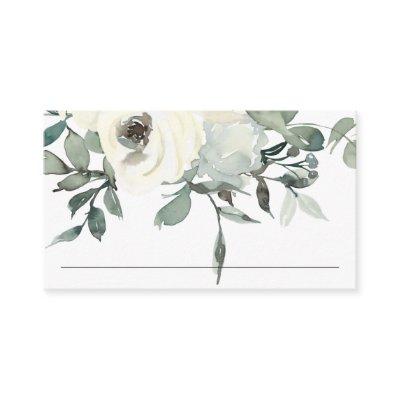 SOFT IVORY WHITE FLORAL BUNCH WEDDING PLACE CARD