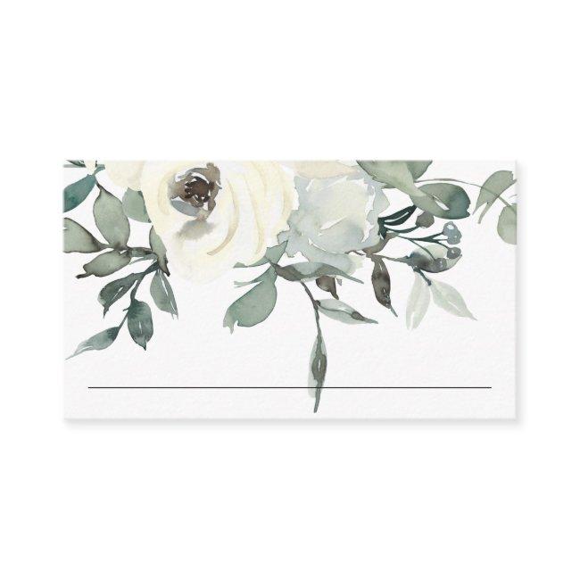 SOFT IVORY WHITE FLORAL BUNCH WEDDING PLACE CARD