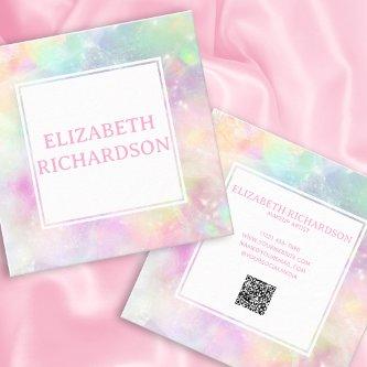 Soft Pastel Rainbow Opal Crystal Colorful QR Code Square