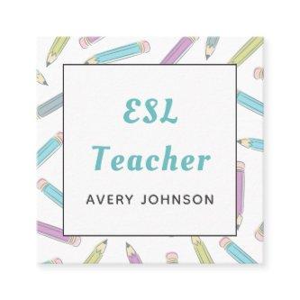 Soft Pencil Pattern ESL Teacher English Instructor Square