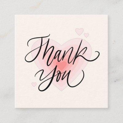 Soft Pink Chic & Girly Valentine's Day Thank You Square