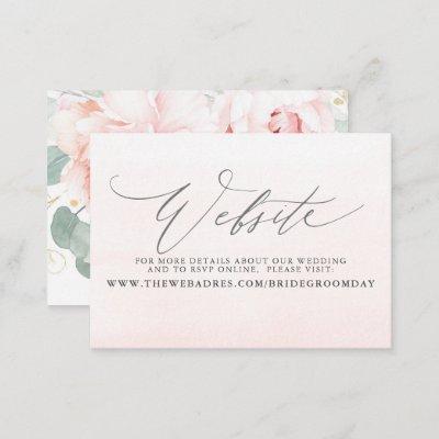 Soft Pink Floral Wedding Website Card