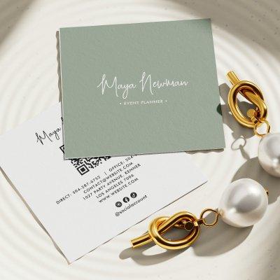SOFT SAGE GREEN Modern CHIC Minimal QR Code  Square