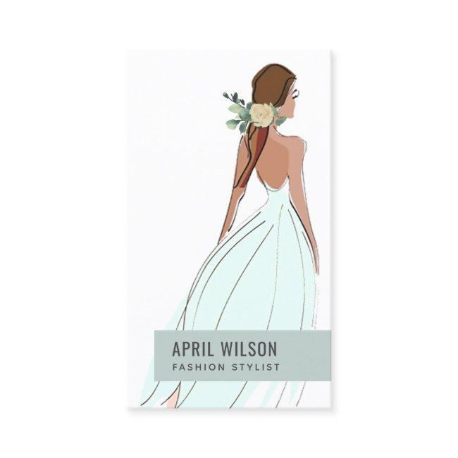 SOFT SKY AQUA BLUE GREY WEDDING GOWN BRIDAL DRESS