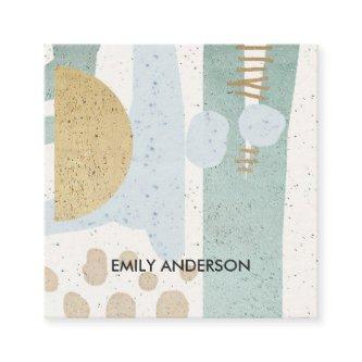 SOFT SUBTLE AQUA MODERN ABSTRACT GEOMETRIC ART SQUARE