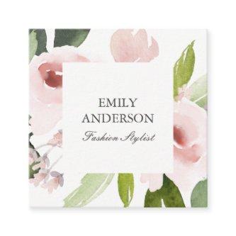 SOFT SUBTLE COLOR WASH BLUSH PINK FLORAL BUNCH SQUARE