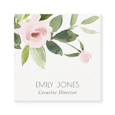 SOFT SUBTLE COLOR WASH BLUSH PINK FLORAL BUNCH SQUARE