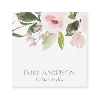 SOFT SUBTLE COLOR WASH BLUSH PINK FLORAL BUNCH SQUARE