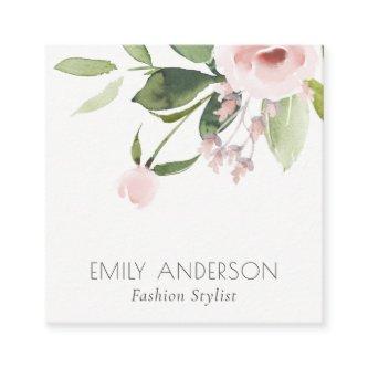 SOFT SUBTLE COLOR WASH BLUSH PINK FLORAL BUNCH SQUARE