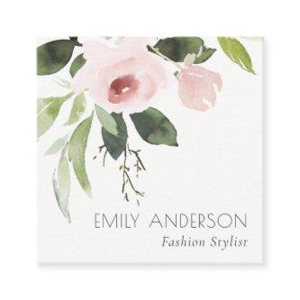 SOFT SUBTLE COLOR WASH BLUSH PINK FLORAL BUNCH SQUARE