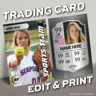 Softball Stats Shield Card Softball Trading Card