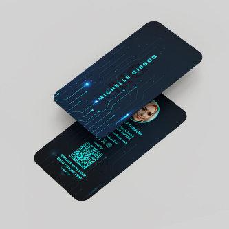 Software Engineer Monogram Neon Blue Tech Modern