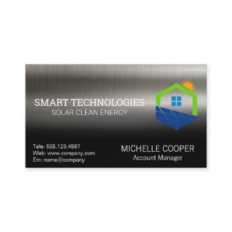 Solar Energy Power Logo | Metal Background