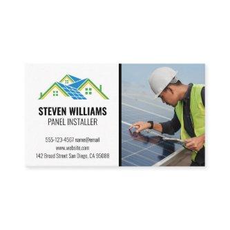 Solar Panel Engineer Inspecting | Home Energy Logo