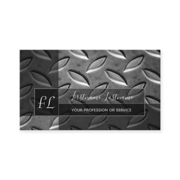 Solid abstract diamond metal plate monogram