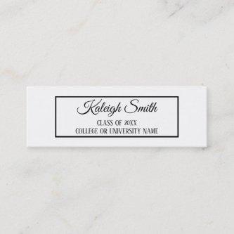 Solid White Graduation Insert Name Card