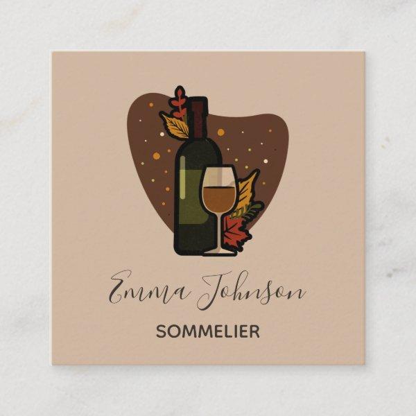 Sommelier Wine Specialist Glass & Bottle Elegant Square
