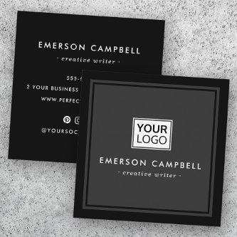 Sophisticated dark gray black add logo minimalist square