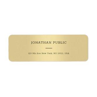 Sophisticated Modern Clean Gold Return Address Label