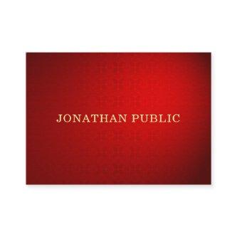 Sophisticated Red Damask Gold Text Elegant Trendy