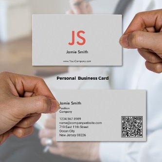 Sophisticated Red Initials QR-code Black & Gray