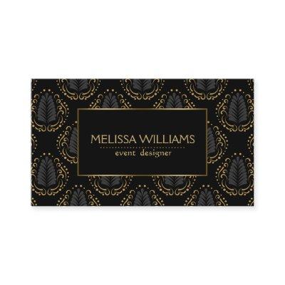 Sophisticated Stylized Modern Damasks Black & Gold