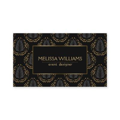 Sophisticated Stylized Modern Damasks Black & Gold