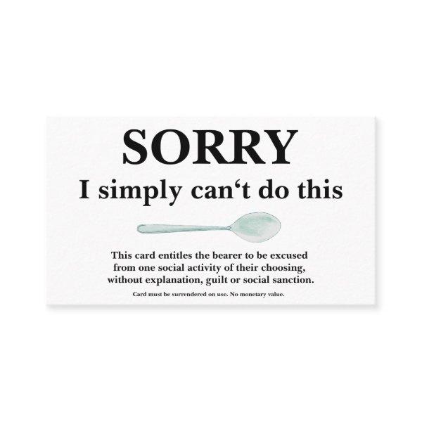 Sorry Card with Spoon for Spoonies