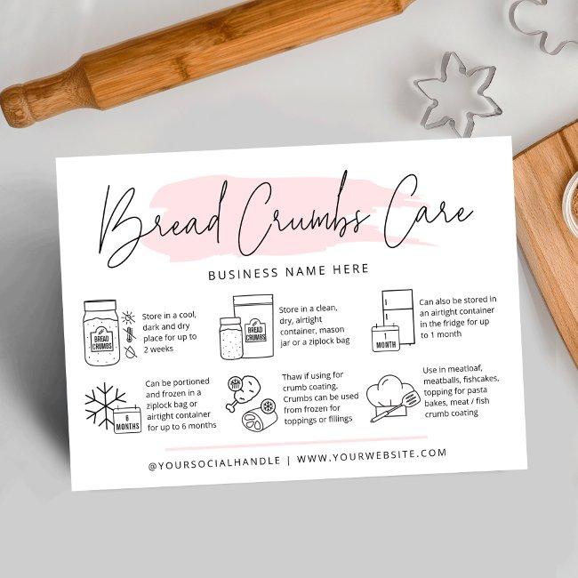 Sourdough Bread Crumbs Care Guide Pink Watercolor