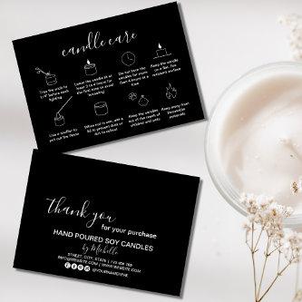 Soy Candle Care Card Add Your Logo Simple Minimal