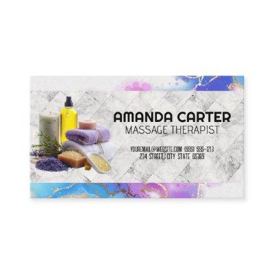 Spa Oils Herbs Bath Salts | Watercolor | Marble