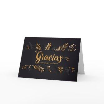 SPANISH Grazie Botanical Charcoal Gray Thank You Card