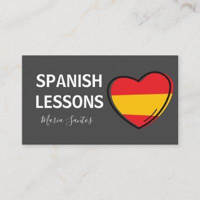 Spanish Lessons Flag Heart Cute Love Teacher Tutor