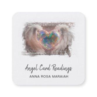 *~* Sparkle Opal Heart QR Angel Wings AP78 Gold Square