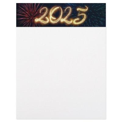 Sparkling 2025 Happy New Year Fireworks Letterhead